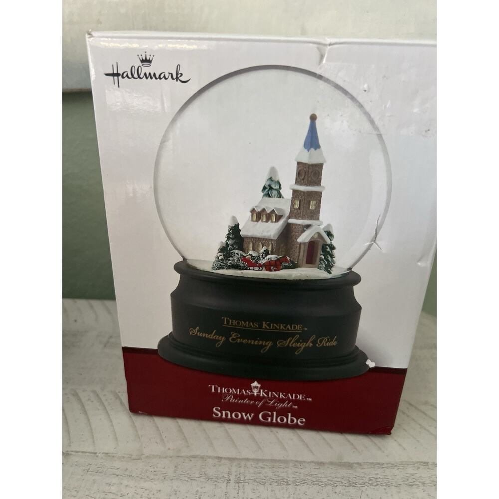 Thomas Kinkade Sunday Evening Sleigh Ride Snow Globe 1996 - Picture 4 of 9